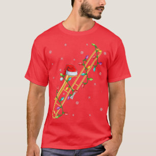 T-shirt Trombone Music Lover Xmas Lumières Père Noël Tromb