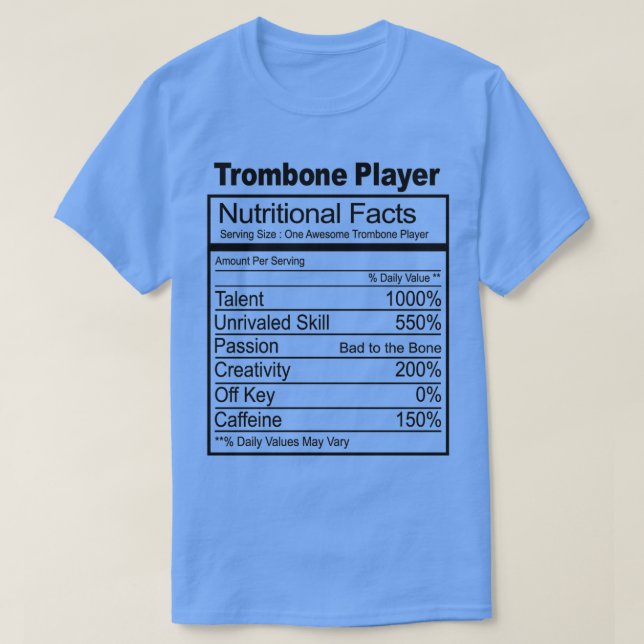 T-shirt Trombone Player Nutrition Facts Don Pour Trombone  (Design devant)