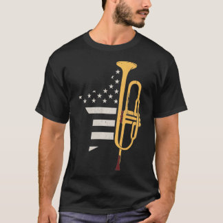 T-shirt Trombone Player USA Drapeau Accessoires Cadeaux Tr