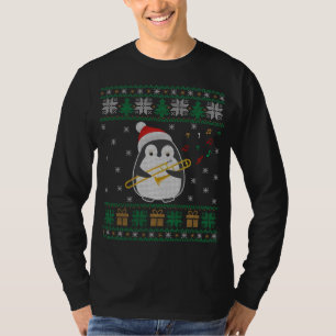 T-shirt Trombone Vilain Chandail de Noël Penguin Noël Fami
