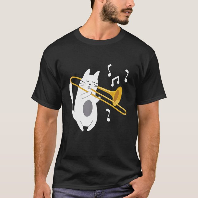 T-shirt Trombonist Chat - Trombone Player Music Lover (Devant)