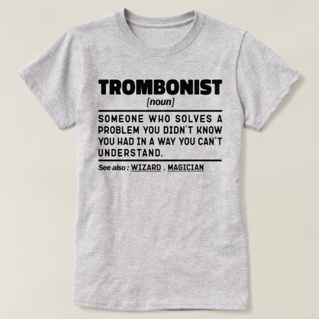 T-shirt Tromboniste Noun Définition Trombone Player Sarcas (Design devant)
