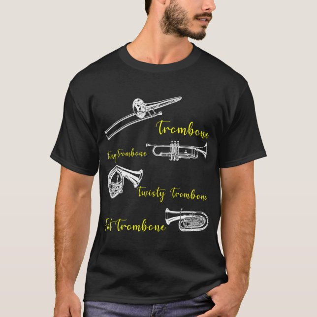 T-shirt Tromboniste Tout Type De Trombone (Devant)