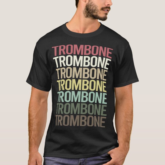 T-shirt Tromboniste Trombone Texte Coloré (Devant)