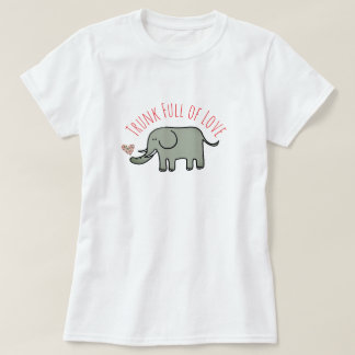 T-shirt Trompe Pleine d'Amour Éléphant Mignon Gribouillis