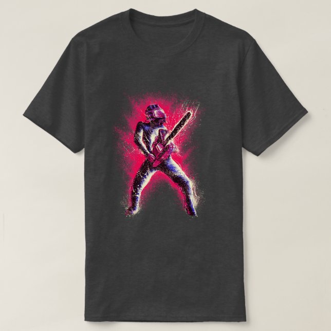 T-shirt tronçonneuse rose (Design devant)