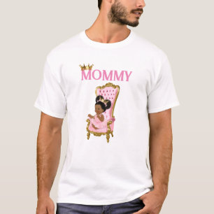 T-shirt Trône de princesse rose or afro-américain bouffant