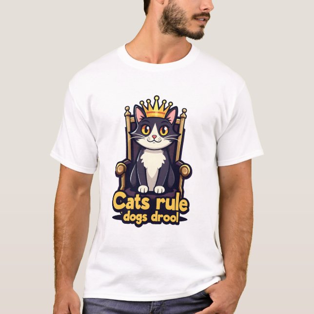 T-shirt Trône Royal - Règle des chats, Chiens Droo (Devant)