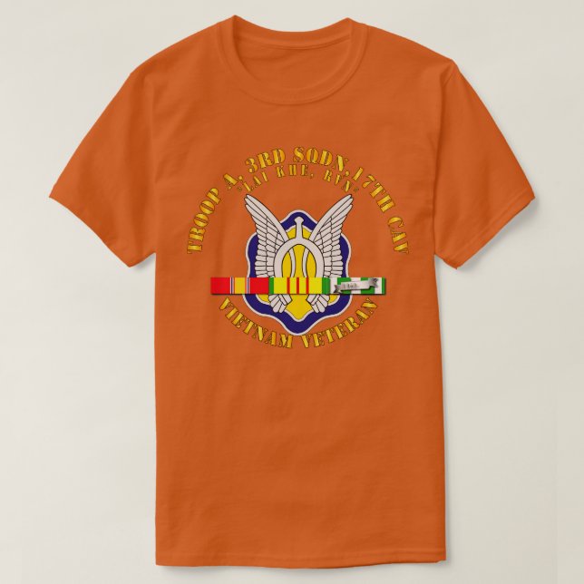 T-shirt Troop A 3ème Sqdn 17ème Cavalerie avec ruban SVC V (Design devant)