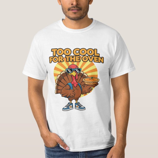 T-shirt Trop cool pour le dîner de Thanksgiving avec la di (Devant)