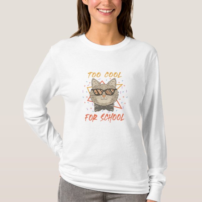 T-shirt trop cool pour l'école | design chats (Devant)