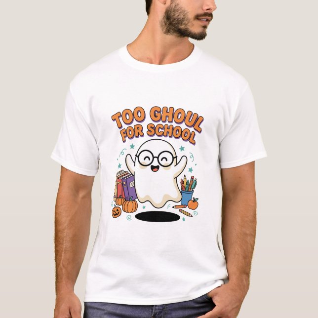 T-shirt Trop de fantôme pour l'école Halloween Ghost (Devant)