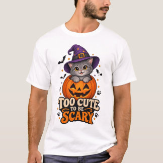 T-shirt Trop mignon pour être effrayant Sorcière de chat d