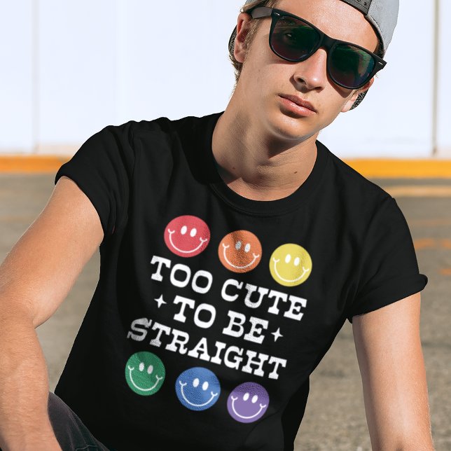 T-shirt Trop mignon pour être Gay pride droit, noir (Créateur téléchargé)