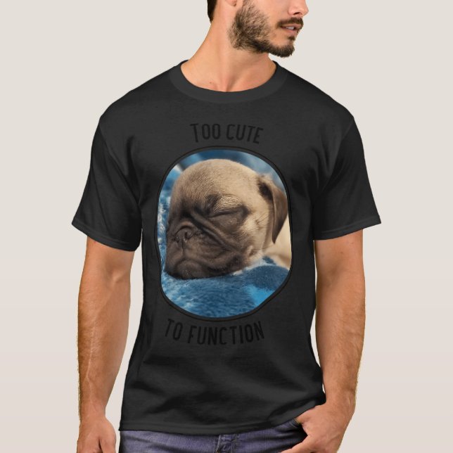 T-shirt Trop Mignon pour Fonctionner Chiot Pug Endormi (Devant)