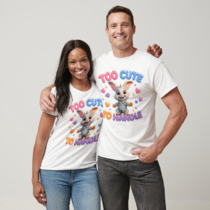 T-shirt Trop mignon pour gérer un lapin cartoon kawaii drô