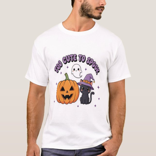 T-shirt Trop mignon pour Halloween épouvanté (Devant)