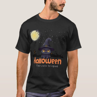 T-shirt Trop mignon pour parler - Chat noir et Halloween C