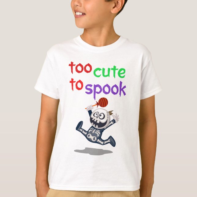 T-shirt Trop mignon pour parler - Drôle Halloween Skeleton (Devant)