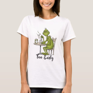 T-shirt Trop tôt, monstre vert grincheux, café du matin
