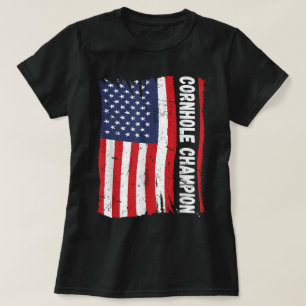T-shirt Trophée Champion Fun Bean Bag Cornhole Joueur Drap