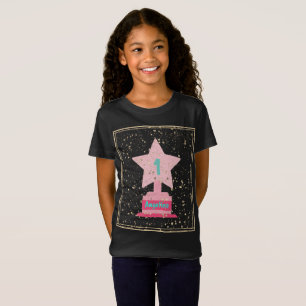 T-Shirt Trophée et nom Black Rose Star Girly Moderne