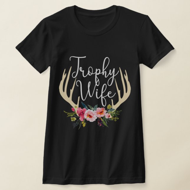 T-shirt Trophée Femme Cute Deer Antlers Fleurs Chasseurs F (Poser)