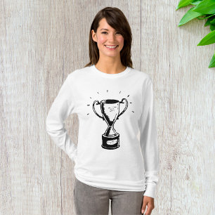 T-shirt Trophée Noir Et Blanc Femme Manches Longues