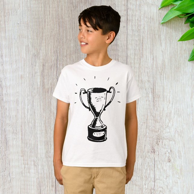 T-shirt Trophée Noir Et Blanc Garçons (Créateur téléchargé)