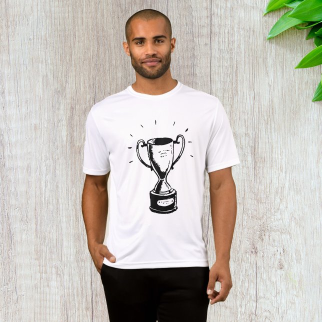 T-shirt Trophée Noir Et Blanc Mens Actif (Créateur téléchargé)
