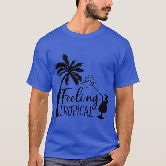 T-shirt tropical basique foncé (Devant)