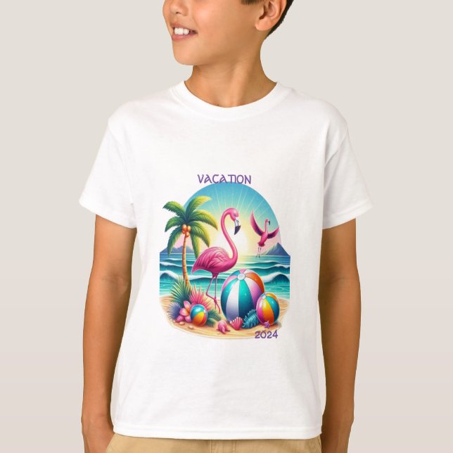 T-shirt Tropical Beach Vacation 2024 Matching Shirts (Devant)
