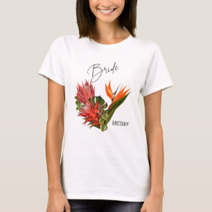 T-shirt Tropical Breeze Bride Calligraphie Floral Mariage