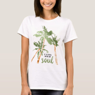 T-shirt Tropical C'est Bien Avec Mon Âme Palmiers Moderne