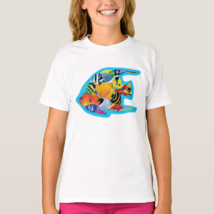 T-shirt tropical de groupe de poissons