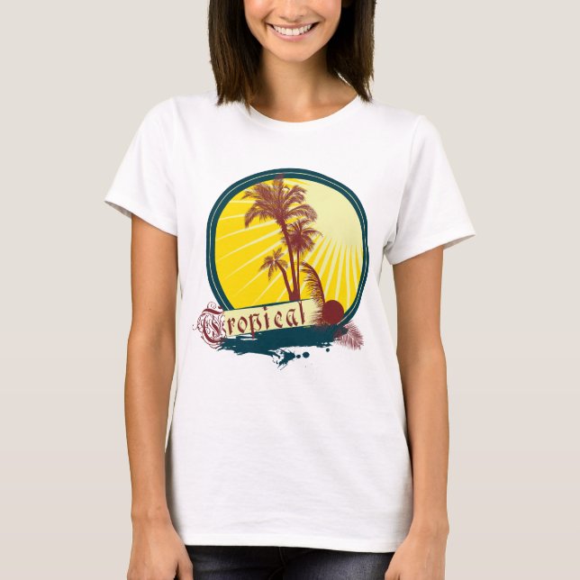 T-shirt tropical d'été féminin (Devant)