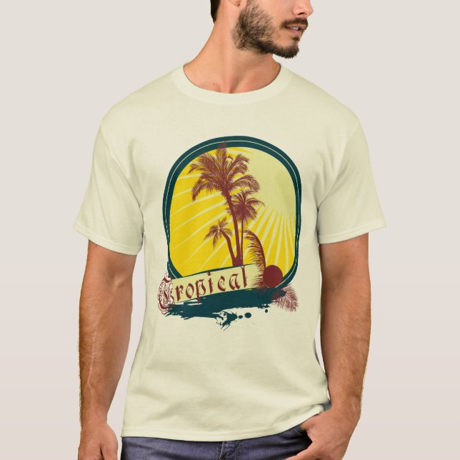 T-shirt tropical d'été pour hommes (Devant)