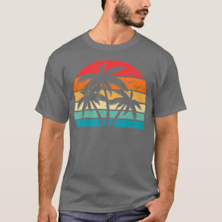 T-shirt Tropical Hawaiian Retro Palm Tree Sunset Hawaii Be