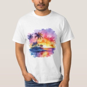 T-shirt Tropical island landscape at dusk