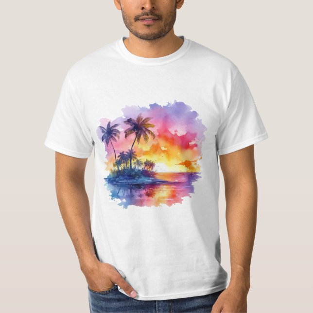T-shirt Tropical island landscape at dusk (Devant)