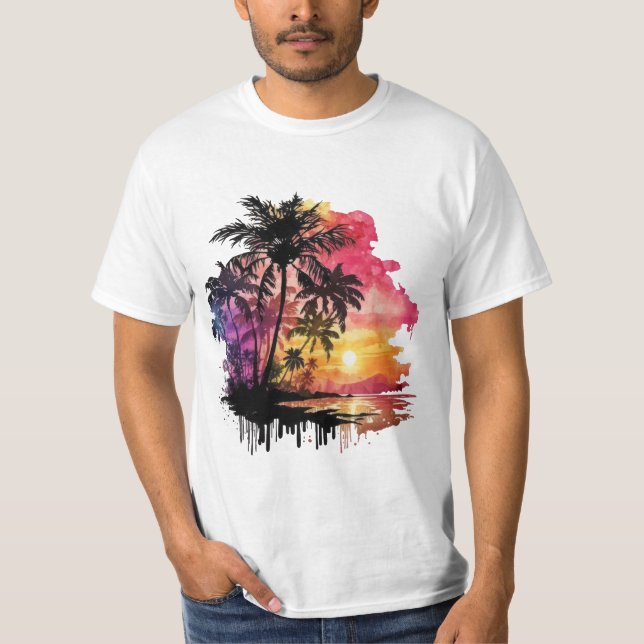 T-shirt Tropical island landscape at dusk (Devant)
