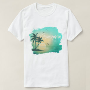 T-shirt Tropical Isle Groomsman ID Turquoise581