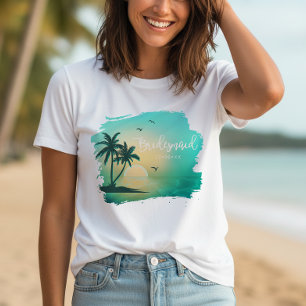 T-shirt Tropical Isle Sunrise Demoiselle d'honneur Teal ID