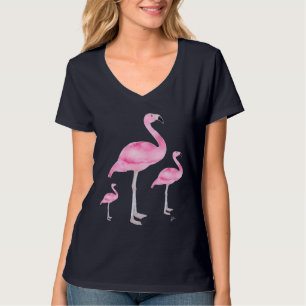 T-shirt Tropical Mignons Flamants Roses Bleu Marine Été