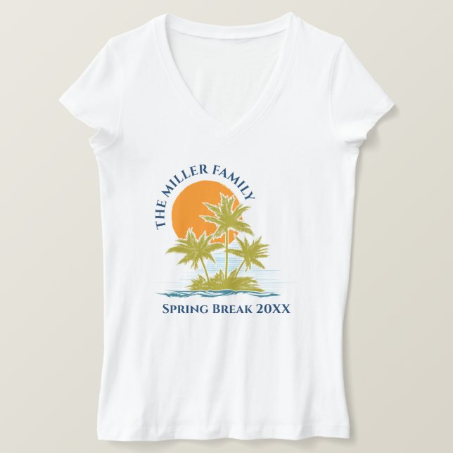 T-shirt Tropical Palm Tree Beach Trip Sunset Cute Custom (Design devant)
