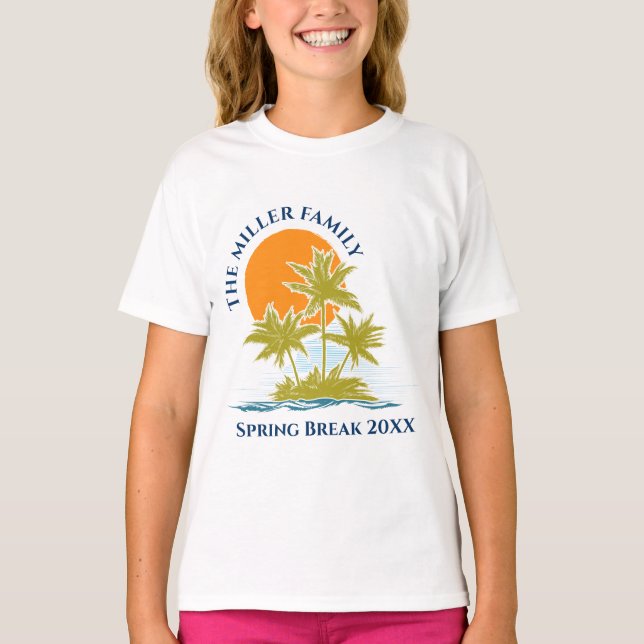 T-shirt Tropical Palm Tree Beach Trip Sunset Cute Custom (Devant)