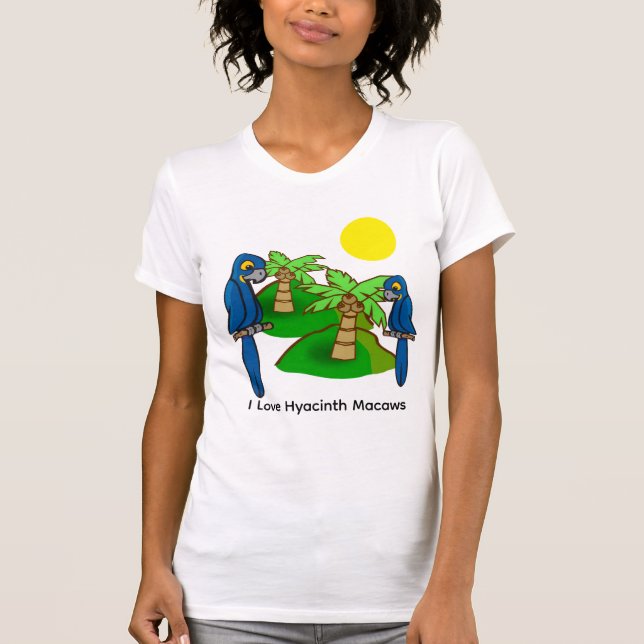 T-shirt Tropical Palm Tree Hyacinth Macaw Art Tee Shirt (Devant)