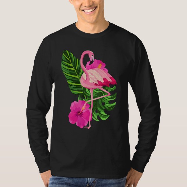 T-shirt Tropical Pink Flamingo Flamingos Pink Bird (Devant)
