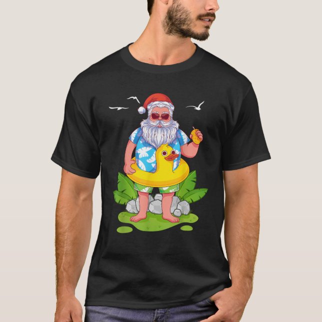 T-shirt Tropical Summer Funny Hawaiian Santa Claus Christm (Devant)