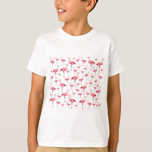 T-shirt Tropical Summer Pink Flamingo Pattern (Devant)